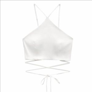 NWT Zara Linen Blend Tie Up Crop Top